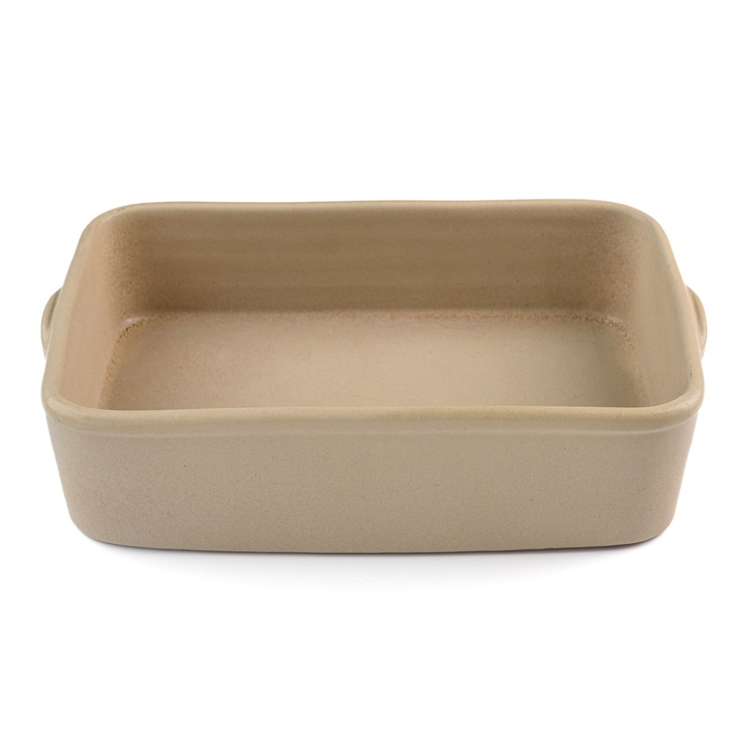 Πυρίμαχο Κεραμικό Σκεύος Ορθογώνιο 28x18x7 cm Σε Μπεζ Χρώμα Ταψιά