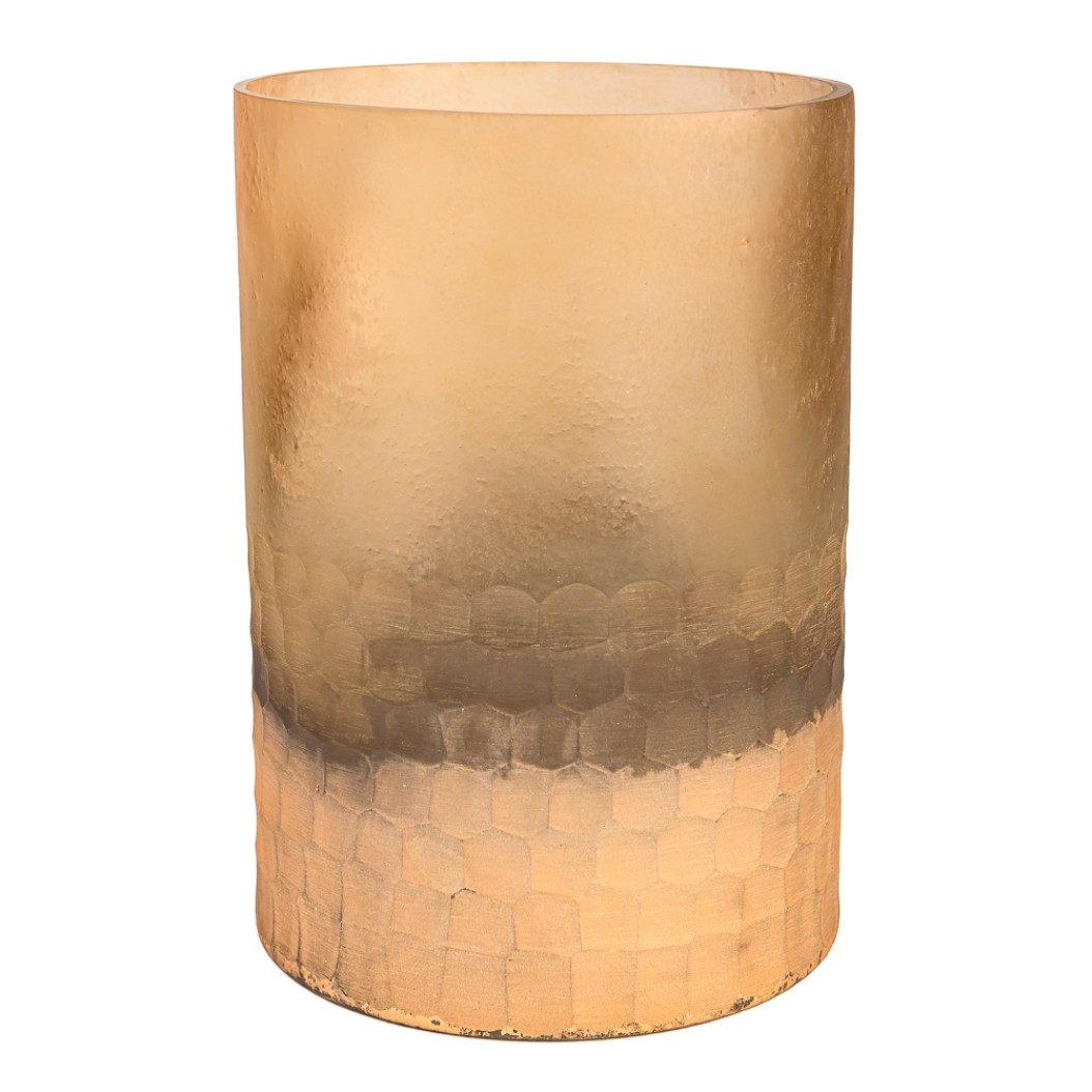 Γυάλα Κηροπήγιο Κύλινδρος Με Κυψέλες 17x24 cm Βάζα