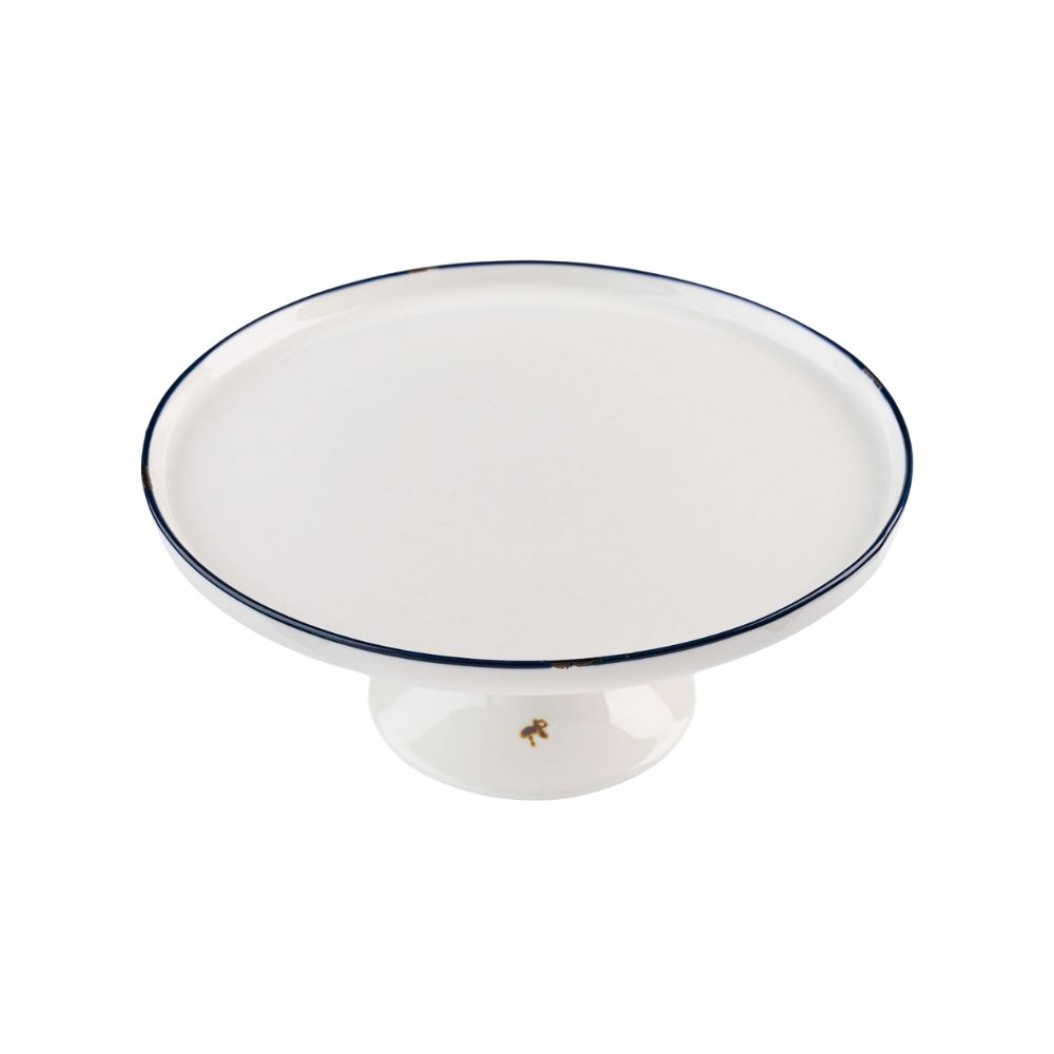 Τουρτιέρα Πορσελάνης Με Μπλε Vintage Rim 25x10 cm Σε Λευκό Χρώμα Τουρτιέρες Τουρτιέρα Πορσελάνης Με Μπλε Vintage Rim 25x10 cm Σε Λευκό Χρώμα Τουρτιέρες