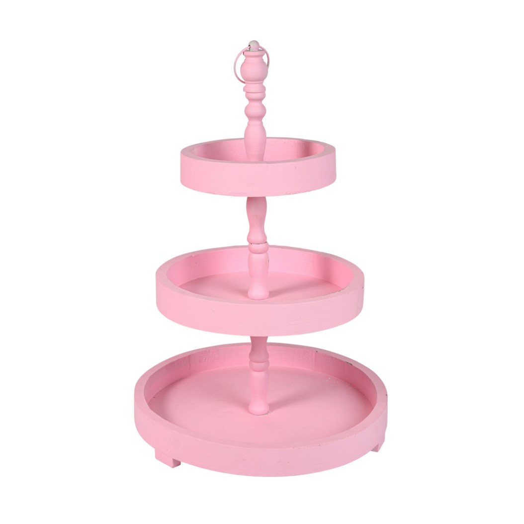 Ξύλινο Τριόροφο Stand Δίσκων 50x75 cm Σε Ροζ Χρώμα Serving Pieces Ξύλινο Τριόροφο Stand Δίσκων 50x75 cm Σε Ροζ Χρώμα Serving Pieces