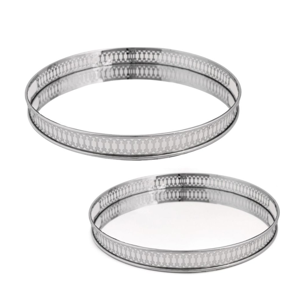 Metal Set Round Mirror Tray In Silver Color Mirrors Metal Set Round Mirror Tray In Silver Color Mirrors