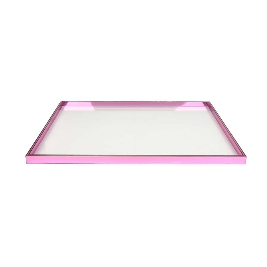 Plexi Glass Δίσκος Ορθογώνιος Διάφανος 60x80 cm Σε Ροζ Χρώμα Δίσκοι