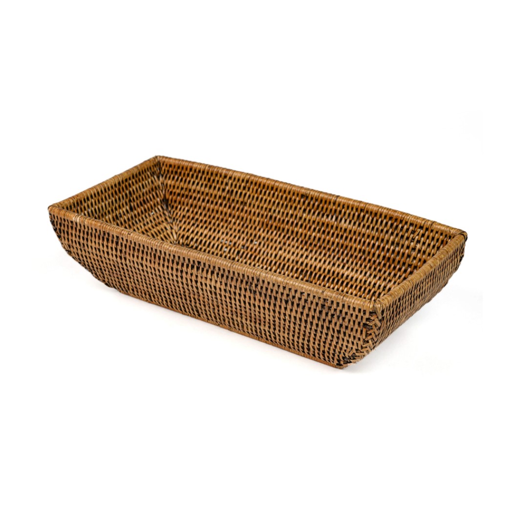Rectangular Rattan Basket 40x20x10 cm In Brown Color Wicker Baskets