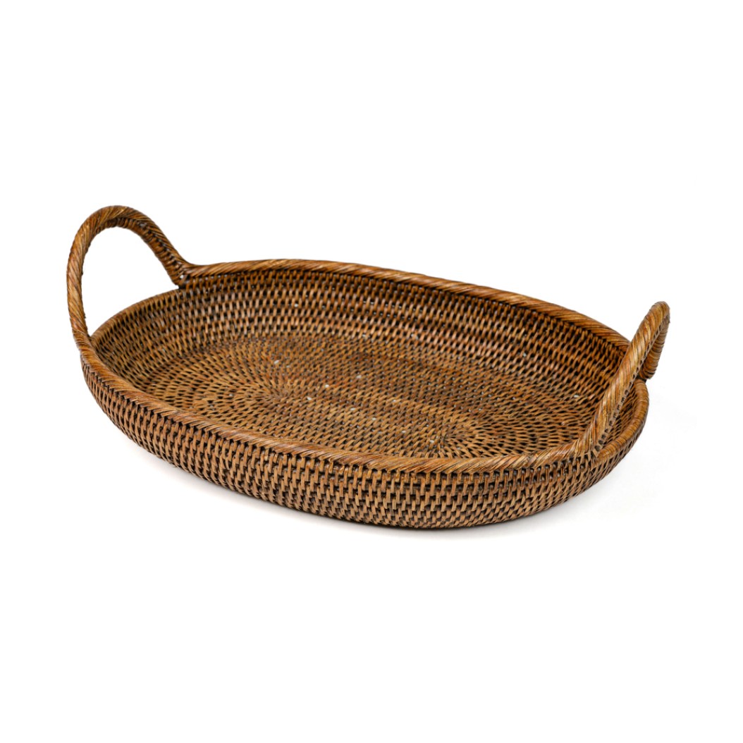 Ρατάν Καλάθι Οβάλ Με Χερούλι 42x30x7 cm Σε Καφέ Χρώμα Καλάθια Ρατάν Καλάθι Οβάλ Με Χερούλι 42x30x7 cm Σε Καφέ Χρώμα Καλάθια
