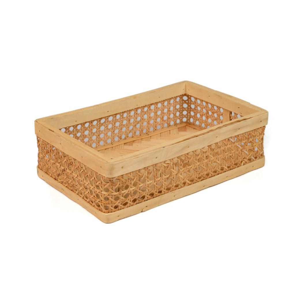Rectangular Basket Tray With Viennese Rattan 30x19x9 cm Wicker Baskets Rectangular Basket Tray With Viennese Rattan 30x19x9 cm Wicker Baskets
