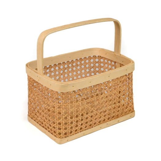 Καλάθι Ορθογώνιο Με Βιεννέζικη Ψάθα 25x17x15 cm Καλάθια