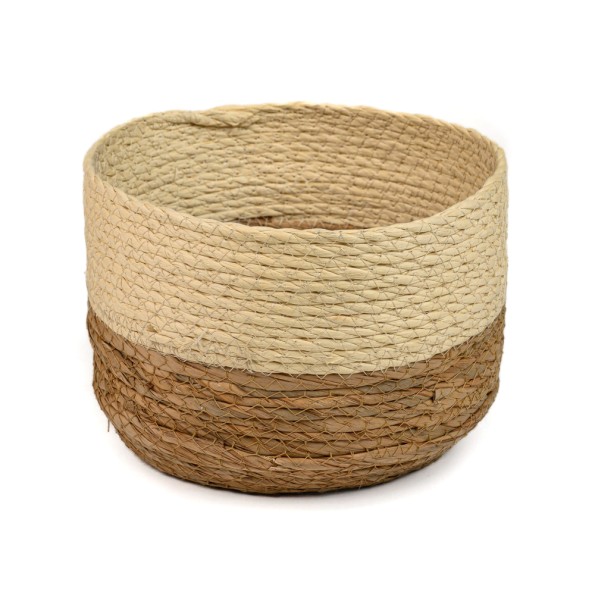 Σετ Ψάθινων Καλαθιών Δίχρωμων 3 Τμχ Σε Μπεζ Χρώμα Καλάθια