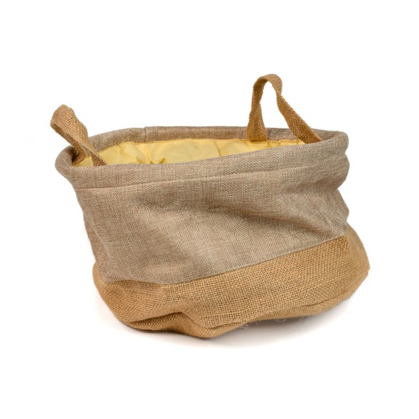 Fabric Basket With Handles 30x20 cm In Beige Color Wicker Baskets