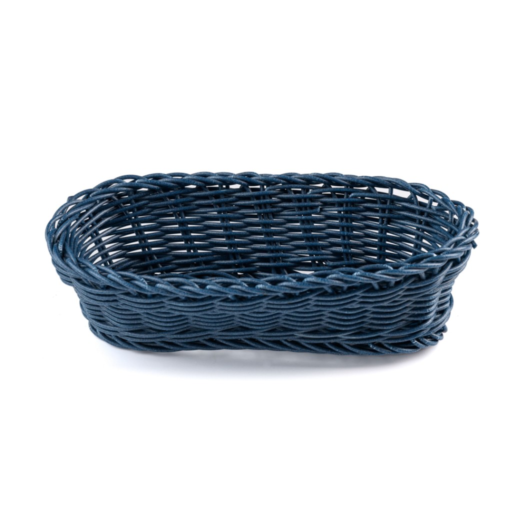Πλεκτή Οβάλ Ψωμιέρα Από Καλάμι 22x11x6 cm Σε Μπλε Χρώμα Ψωμιέρες