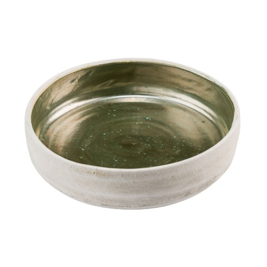 Ceramic Salad Bowl 27x5 cm In Green Color With Silver Details Ceramic Salad Bowl 27x5 cm In Green Color With Silver Details Salad Bowls