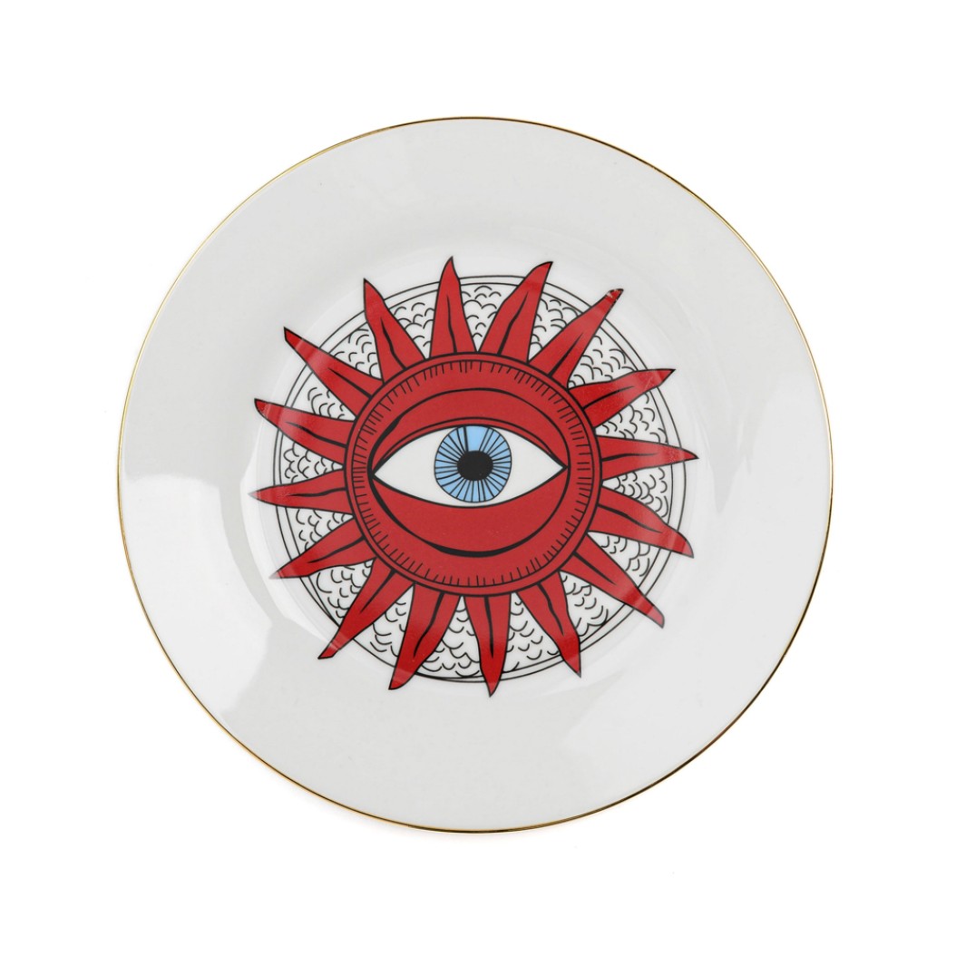 PorcelaIn Dessert Plate With Eye Pattern 20 cm In White Color Dessert Plates PorcelaIn Dessert Plate With Eye Pattern 20 cm In White Color Dessert Plates