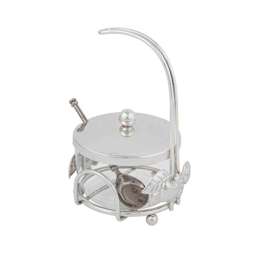 Silver-Plated Tea Bowl With Spoon And Lid Bowls
