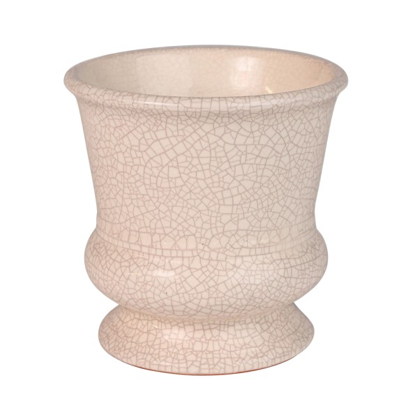 Κεραμικό Cracle Βαζάκι Ποτ 14x14 cm Σε Λευκό Χρώμα Βάζα