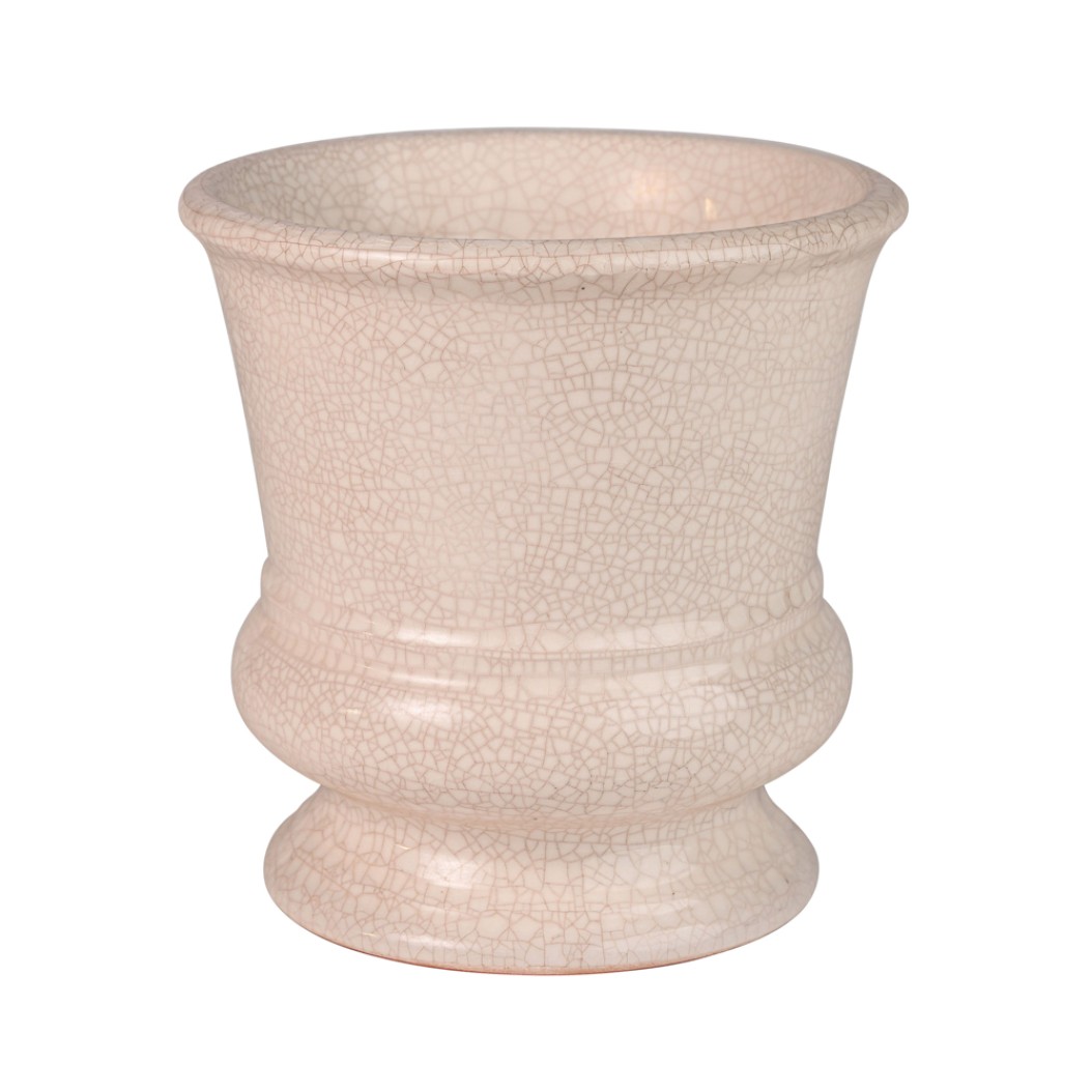 Ceramic Cracle Pot Jar 17x17 cm In White Color Vases