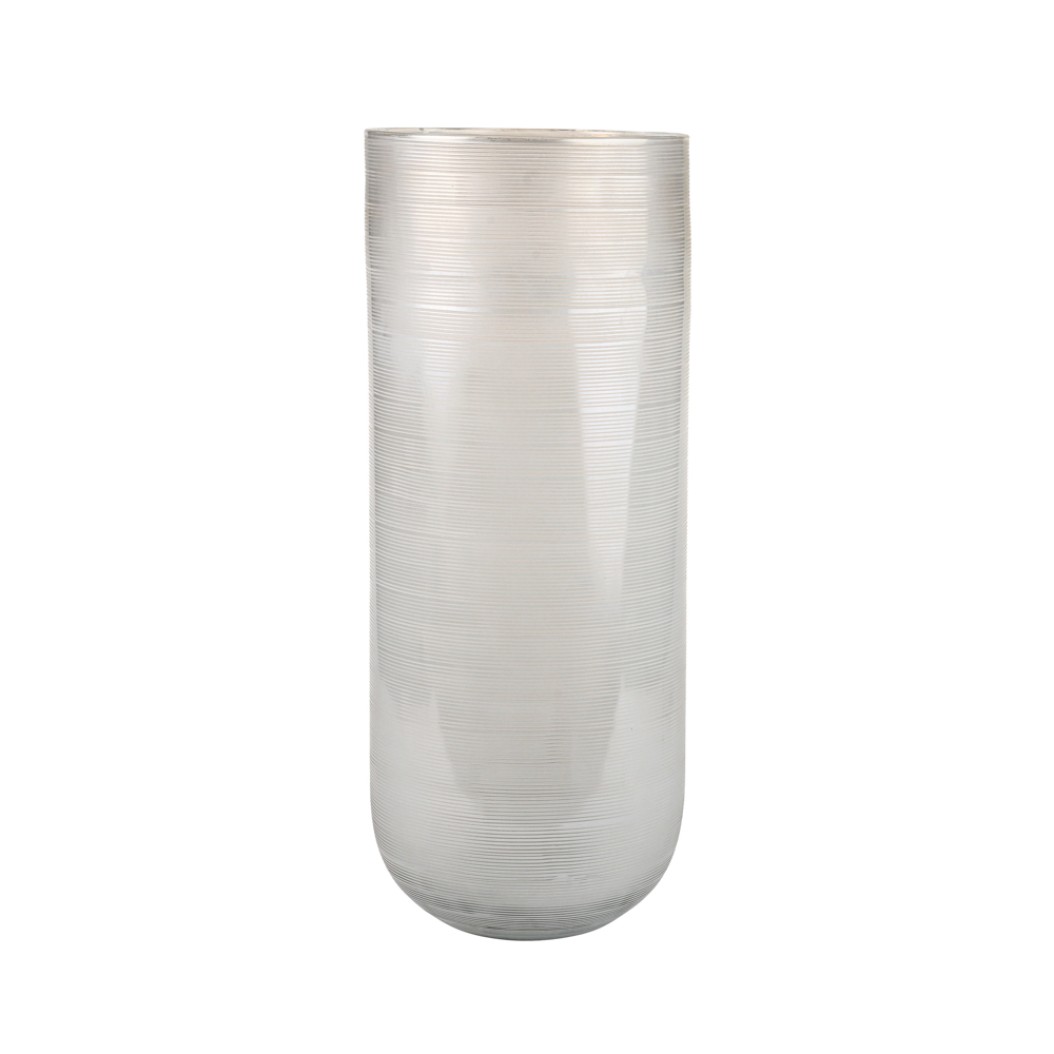 Γυάλινο Βάζο Σωλήνας Parker 20x52 cm Σε Γκρι Χρώμα Βάζα