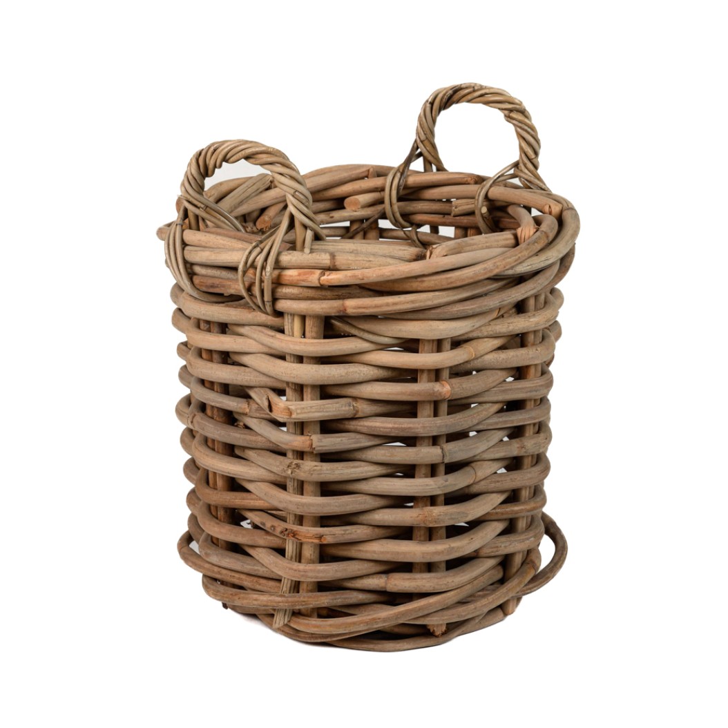 Ξύλινο Καλάθι Στρογγυλό Με Χερούλια 35x35 cm Σε Καφέ Χρώμα Καλάθια Ξύλινο Καλάθι Στρογγυλό Με Χερούλια 35x35 cm Σε Καφέ Χρώμα Καλάθια