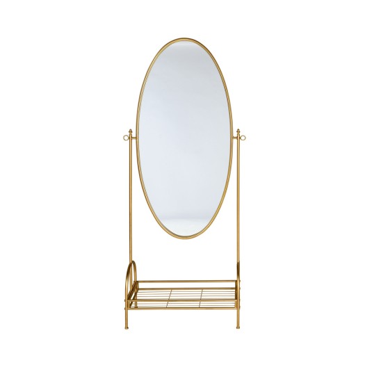 Oval Mirror On Base 70x30x182 cm In Gold Color Oval Mirror On Base 70x30x182 cm In Gold Color Mirrors