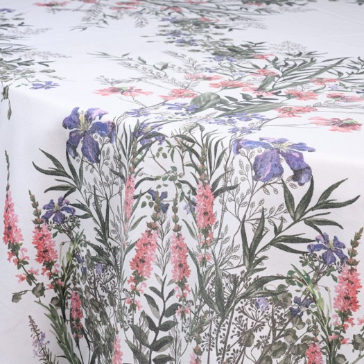 Floral Τραπεζομάντηλο Ροτόντας 330 cm Σε Λευκό Χρώμα Τραπεζομάντηλα