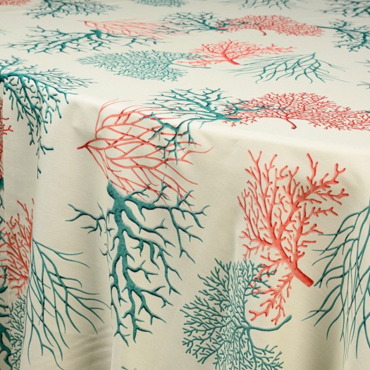 Round Table Tablecloth With Coral Pattern 330 cm In Beige Color Tablecloths