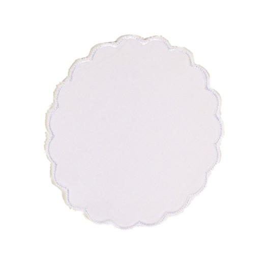 Λινό Πετσετάκι Μαργαρίτα Για Σουπλά Για BB Plate 12 cm Σε Λευκό Χρώμα Σουπλά