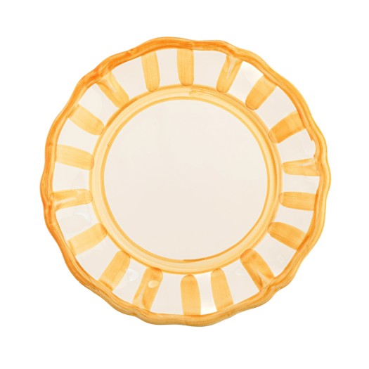 Ceramic Soup Plate With Yellow Pattern 24.5x4.5 cm In White Color Soup Plates