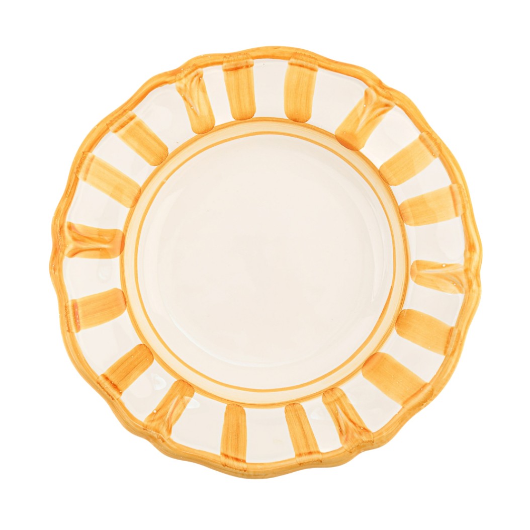 Ceramic Dessert Plate With Yellow Pattern 21 cm In White Color Dessert Plates