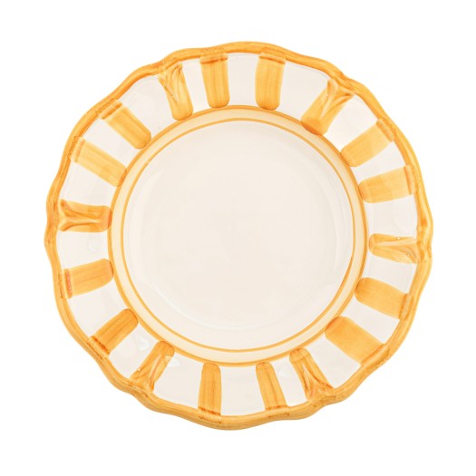 Ceramic Dessert Plate With Yellow Pattern 21 cm In White Color Dessert Plates