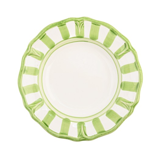 Ceramic Dessert Plate With Green Pattern 21 cm In White Color Dessert Plates