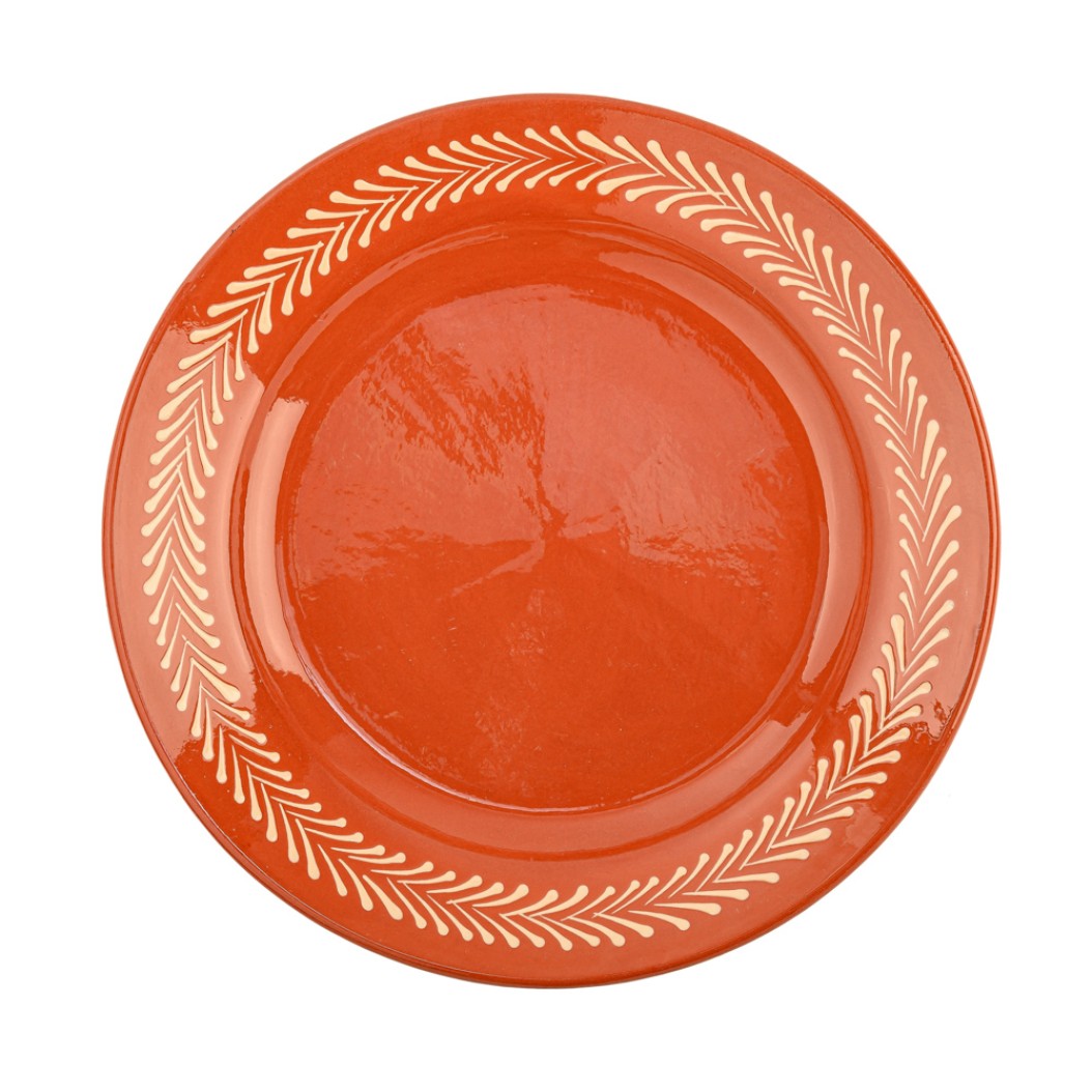 Κεραμικό Πιάτο Σουπλά Με Πάτερν 30 cm Σε Τερακότα Χρώμα Σουπλά