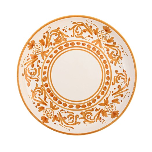 Ceramic Dessert Plate With Yellow Pattern 21 cm In White Color Dessert Plates