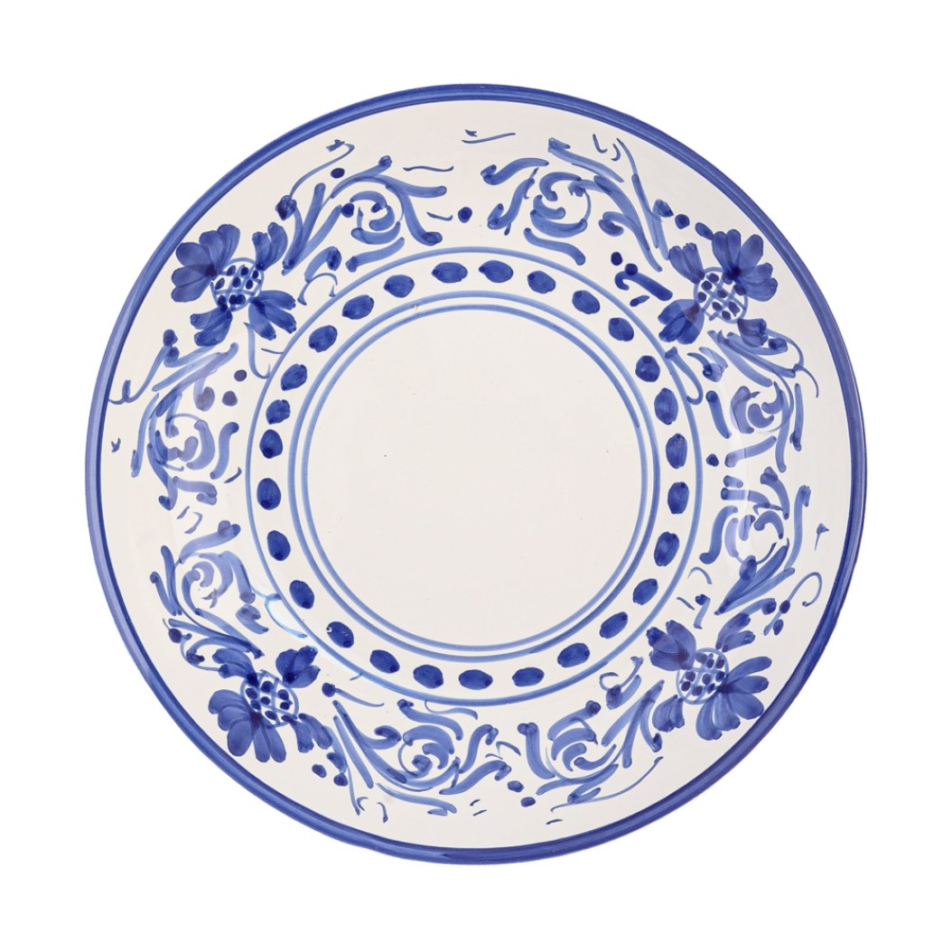 Ceramic Dessert Plate With Blue Pattern 21 cm In White Color Dessert Plates