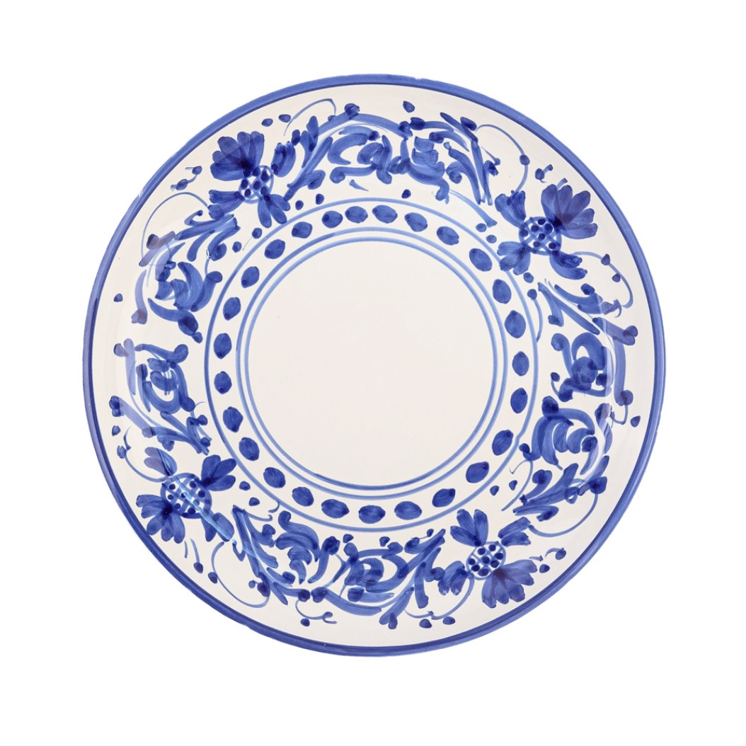 Ceramic Soup Plate With Blue Pattern 22x4.5 cm In White Color Soup Plates