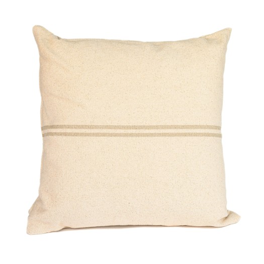 Βαμβακερό Μαξιλάρι Με Γκρι Ρίγα 18x18 cm Σε Μπεζ Χρώμα Μαξιλάρια