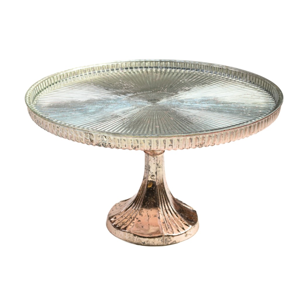 Γυάλινη Τουρτιέρα 40x40x24 cm Σε Rose Gold Χρώμα Τουρτιέρες