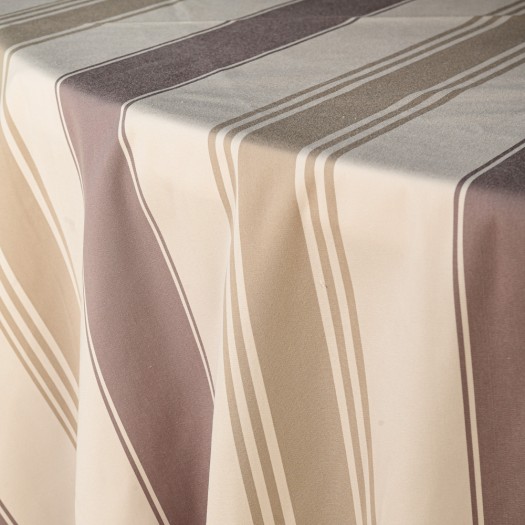 Τραπεζομάντηλο Ριγέ Ροτόντας 330 cm Σε Μπεζ Χρώμα Τραπεζομάντηλα