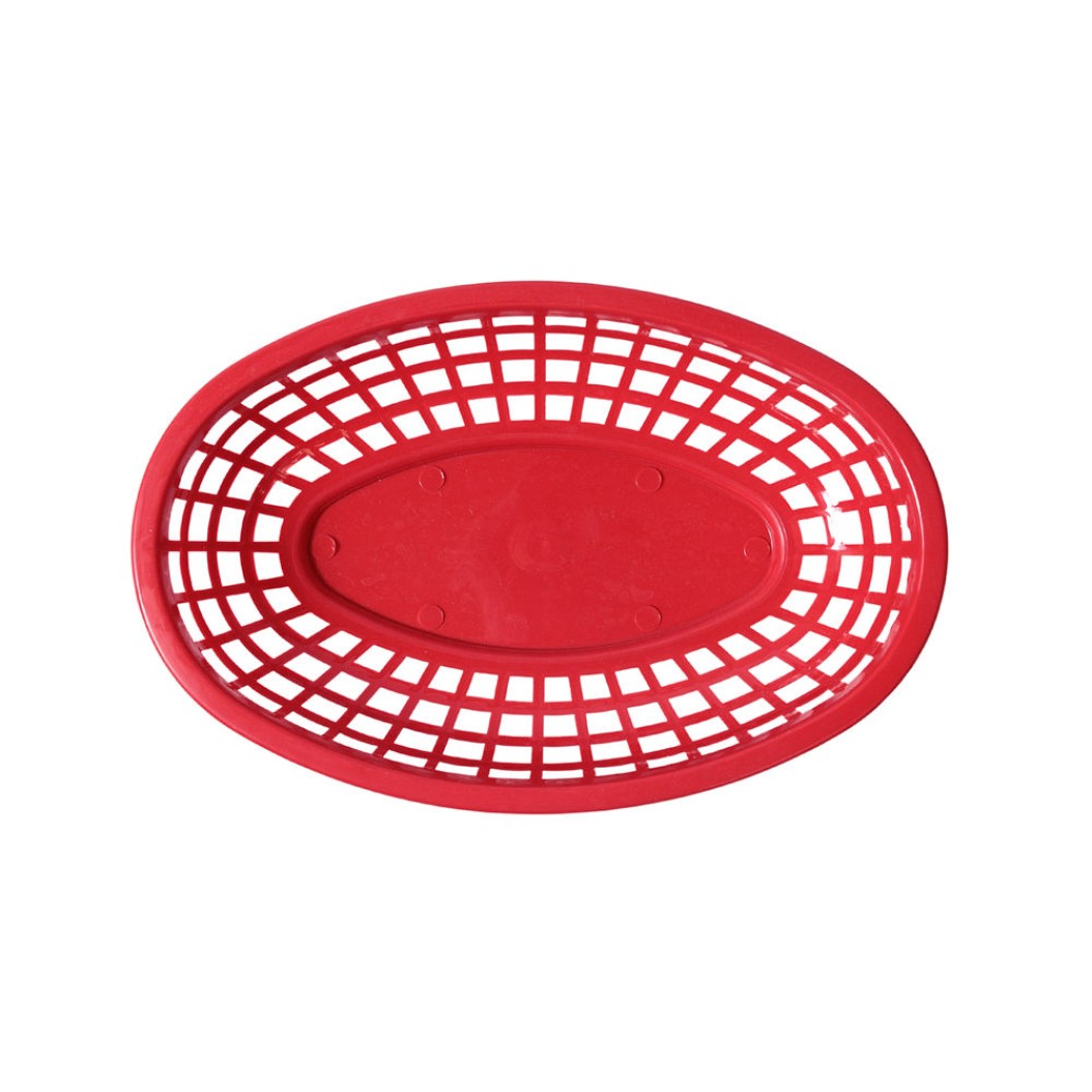 Oval Plastic Bread Basket 25x15x4 cm in Red Color Bread Baskets