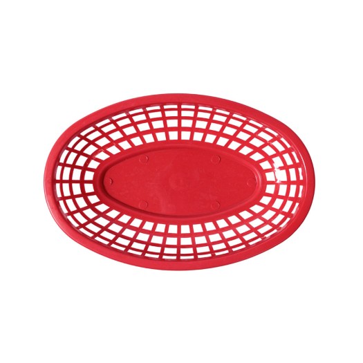 Oval Plastic Bread Basket 25x15x4 cm in Red Color Bread Baskets