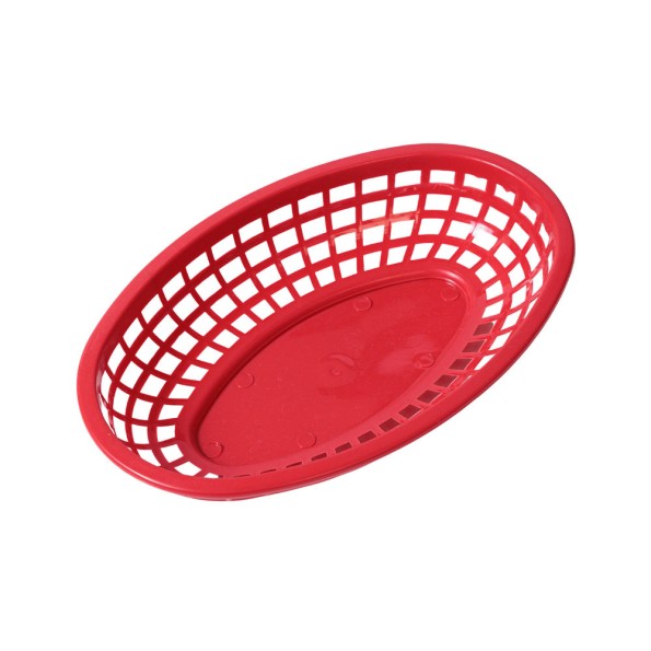 Oval Plastic Bread Basket 25x15x4 cm in Red Color Bread Baskets