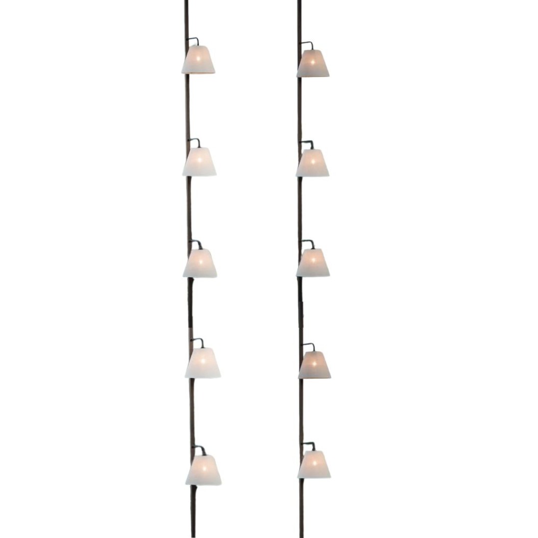 Μεταλλική Βέργα Φωτιστικό Με 5 Λάμπες Και Μπεζ Καπέλα Φωτιστικά