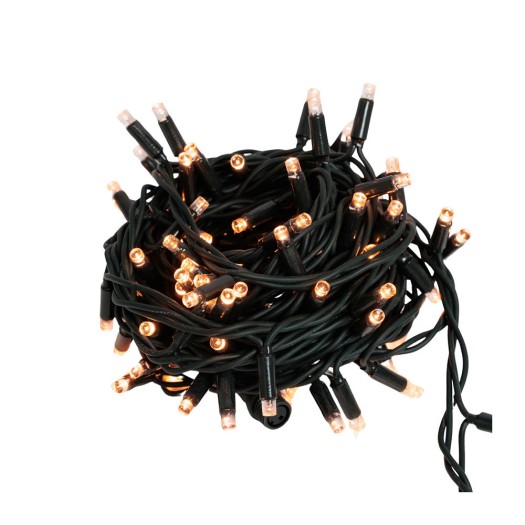 Outdoor LED Lights with Green Cable IP65 10m 100 LEDs and Warm White Light String Lights