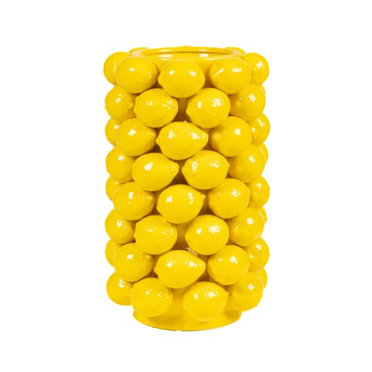 Decorative Ceramic Vase Pot With Lemons 26x42 cm In Yellow Color Vases