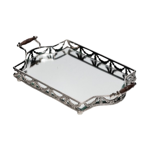 Επάργυρος Δίσκος Με Καθρέφτη & Χερούλια 43x25x5 cm Δίσκοι Επάργυρος Δίσκος Με Καθρέφτη & Χερούλια 43x25x5 cm Δίσκοι