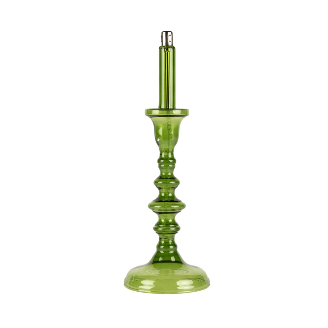 Glass Oil Candle Holder with Wick 13x39 cm in Green Color Candle Holders