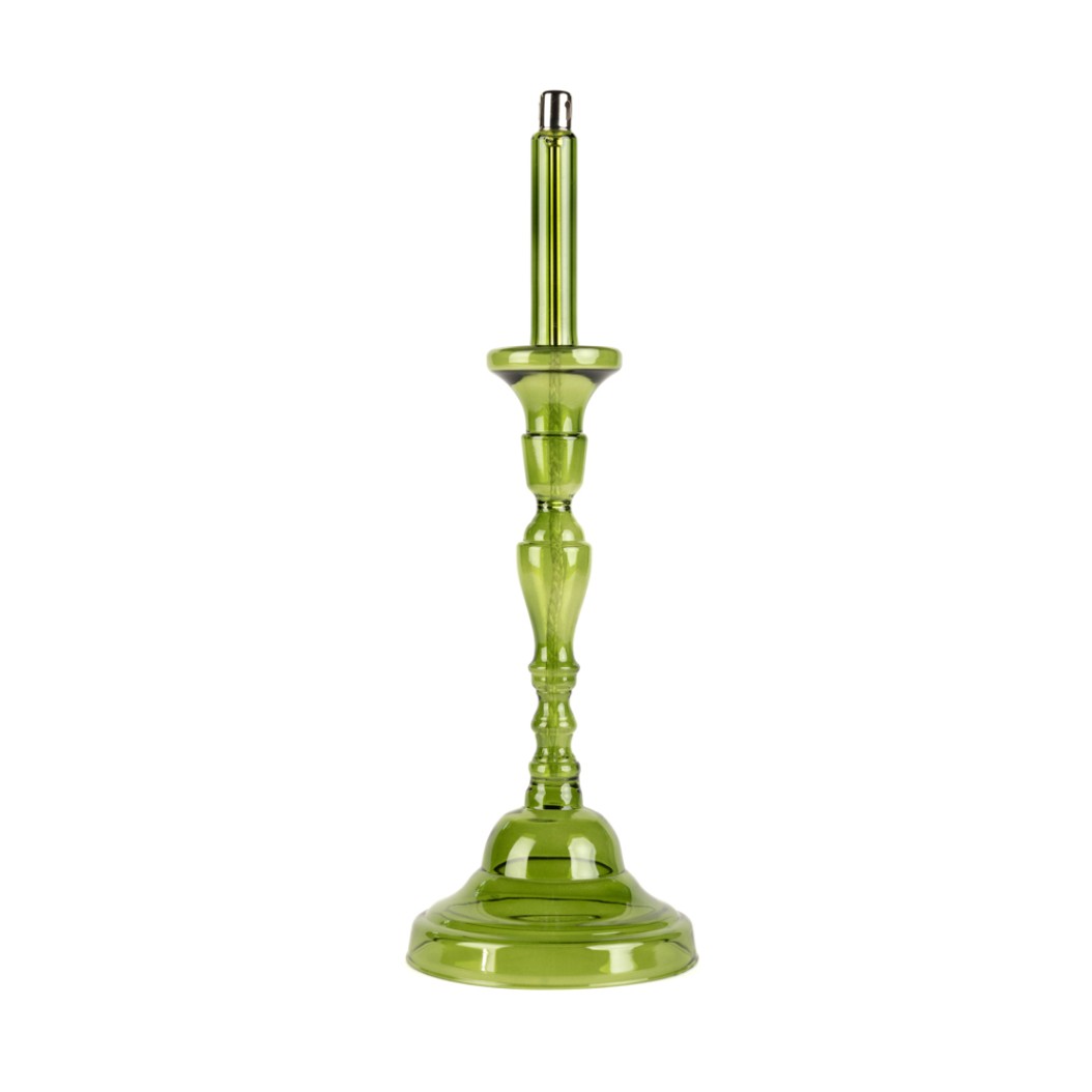 Glass Oil Candle Holder with Wick 13.5x40 cm in Green Color Candle Holders