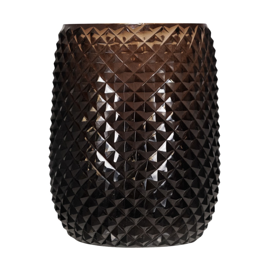 Γυάλινο Βάζο Diamond-Cut Σε Μαύρο Χρώμα 16x13x21.5 cm Βάζα