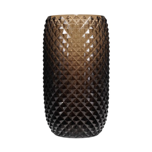 Diamond-Cut Glass Vase In Black Color 16x13x29.5 cm Vases
