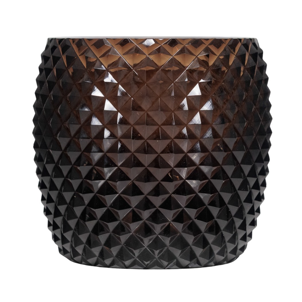 Γυάλινο Βάζο Diamond-Cut Σε Μαύρο Χρώμα 16.5x13x14.5 cm Βάζα