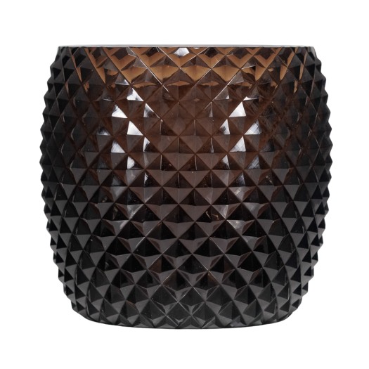 Γυάλινο Βάζο Diamond-Cut Σε Μαύρο Χρώμα 16.5x13x14.5 cm Βάζα