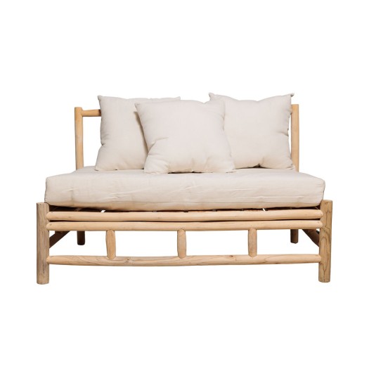 Ξύλινος Καναπές Με Λευκά Μαξιλάρια 124x85x78 cm Σε Καφέ Χρώμα Ξύλινος Καναπές Με Λευκά Μαξιλάρια 124x85x78 cm Σε Καφέ Χρώμα Καναπέδες