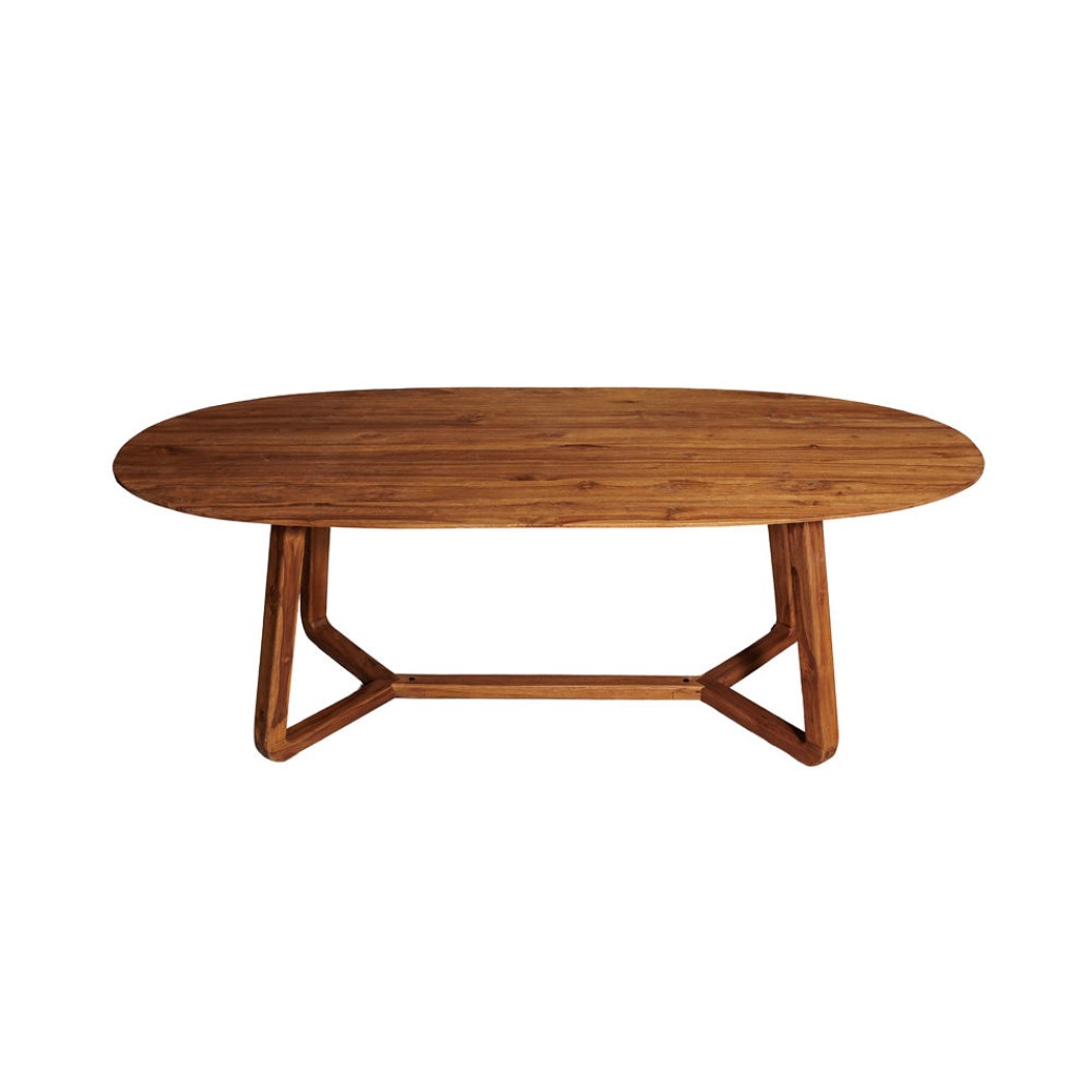 Ξύλινο Τραπέζι Teak 220x90x76 cm Σε Καφέ Χρώμα Τραπέζια